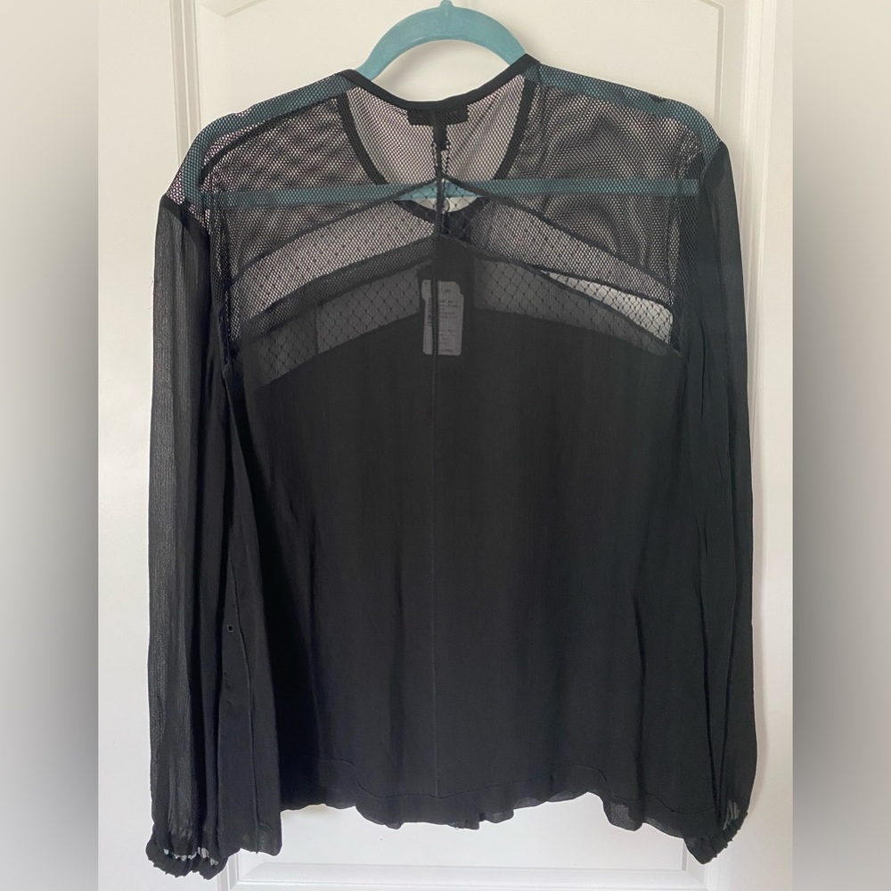 rag & bone Tommi Sheer Silk Dobby Shirt - NWT size L mixed media blouse - Picture 6 of 13